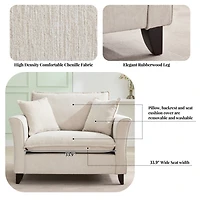 Oversized Chenille Armchair with Pillow