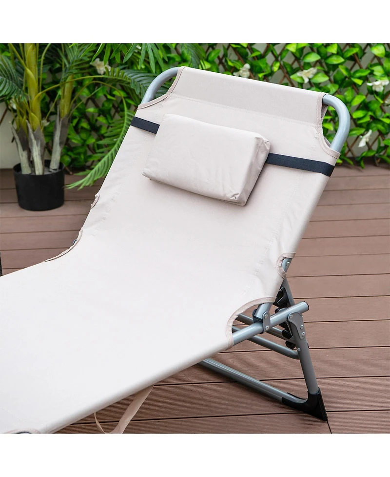 5-Position Outdoor Folding Chaise Lounge Chair