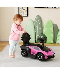 Slickblue 3-in-1 Licensed Lamborghini Ride on Push Car with Handle Guardrail