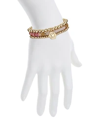 Unwritten Multi Color Disk Heart Beaded Stretch Bracelet Set