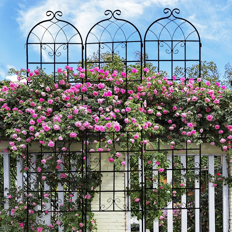 Streamdale Metal Garden Trellis 4-Pack - 86.7" x 19.7" - Rustproof - Black