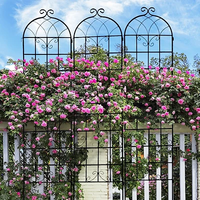 Streamdale Metal Garden Trellis 4-Pack - 86.7" x 19.7" - Rustproof - Black