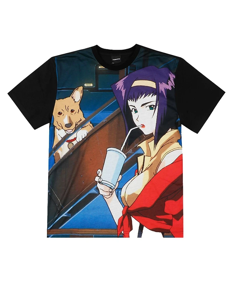 Dumbgood Men's and Women's Black Cowboy Bebop Faye Ein Big Print Graphic T-Shirt