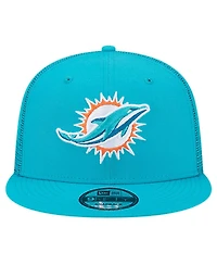 New Era Men's Aqua Miami Dolphins Main Trucker 9FIFTY Snapback Hat