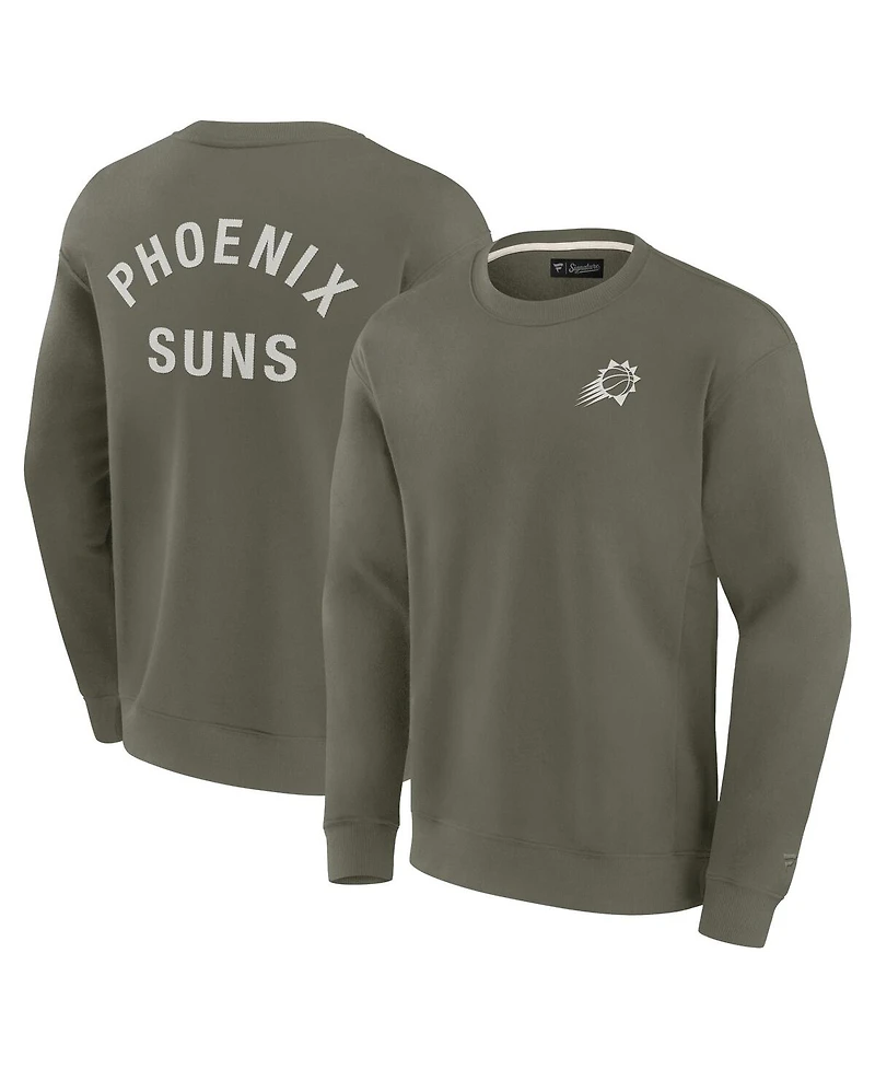 Fanatics Signature Men's and Women Olive Phoenix Suns Super Soft Pullover Crew Sweatshirt