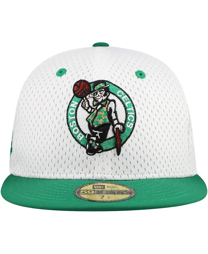New Era Men's White/Kelly Green Boston Celtics Throwback 2Tone 59FIFTY Fitted Hat