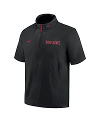 Nike Men's Black Ohio State Buckeyes 2024 Sideline Coach Short Sleeve Half-Zip Hoodie Jacket