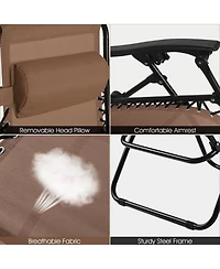 Slickblue 2 Pieces Folding Lounge Chair with Zero Gravity