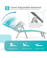 Slickblue Folding Chaise Lounge Chair Outdoor Reclining Chair for Backyard-Tuiquoise