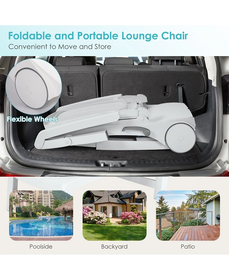 Slickblue Adjustable Patio Sun Lounger with Weather Resistant Wheels