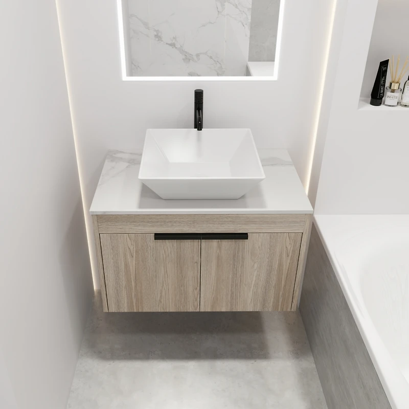 Streamdale 30" Modern Design Float Bathroom Vanity With Ceramic Basin Set