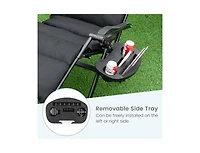 Slickblue Adjustable Metal Zero Gravity Lounge Chair with Removable Cushion and Cup Holder Tray