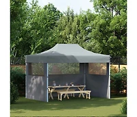 Professional Folding Party Tent with 3 Sidewalls 9.8'x13.1' Steel Anthracite
