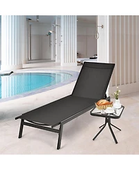 Slickblue Outdoor Reclining Chaise Lounge Chair with 6-Position Adjustable Back