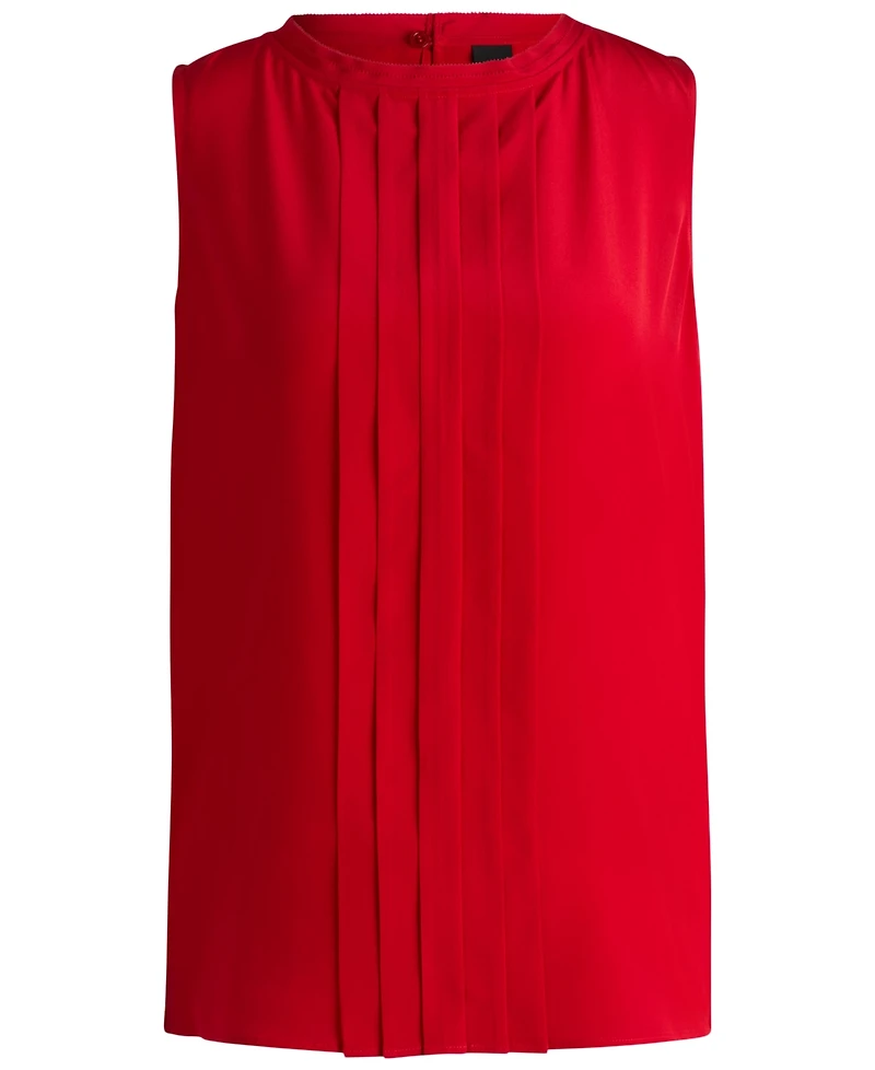 Boss by Hugo Women's Pleat-Front Sleeveless Blouse
