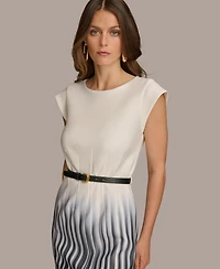 Donna Karan Women's Belted Ombre-Print Sheath Dress