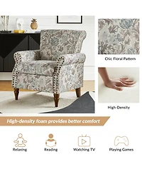 Avelina Wooden Armchair with Nailhead Trim