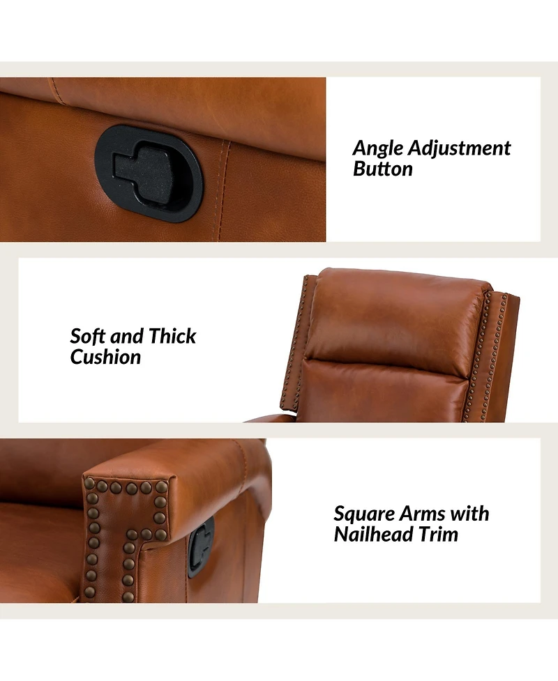 Anselm Transitional Recliner with Nailhead Trim