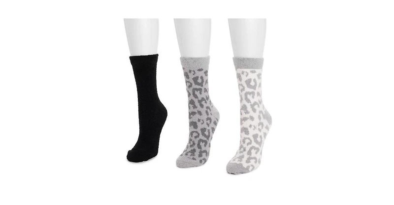 Muk Luks Women's 3 Pack Cozy Compression Crew Socks