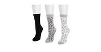 Muk Luks Women's 3 Pack Cozy Compression Crew Socks