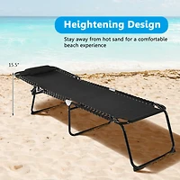 Slickblue Folding Heightening Design Beach Lounge Chair with Pillow for Patio
