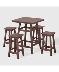 WestinTrends 5-Piece Hdpe Outdoor Patio Dining Bar Bistro Table Set with Counter High Stools