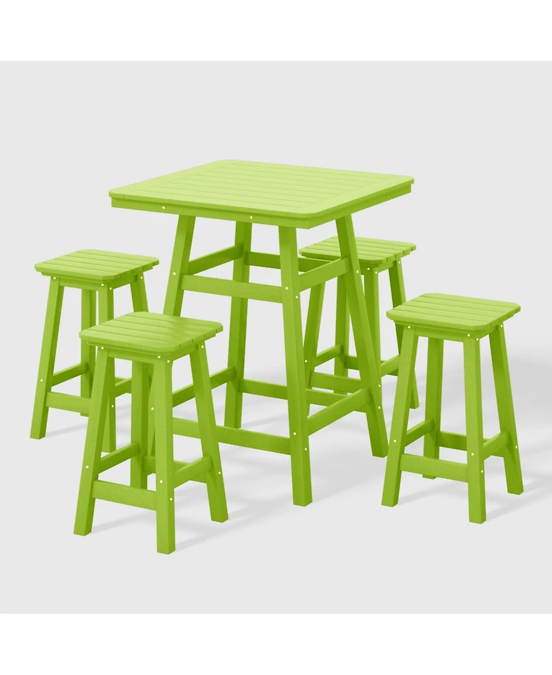 WestinTrends 5-Piece Hdpe Outdoor Patio Dining Bar Bistro Table Set with Counter High Stools