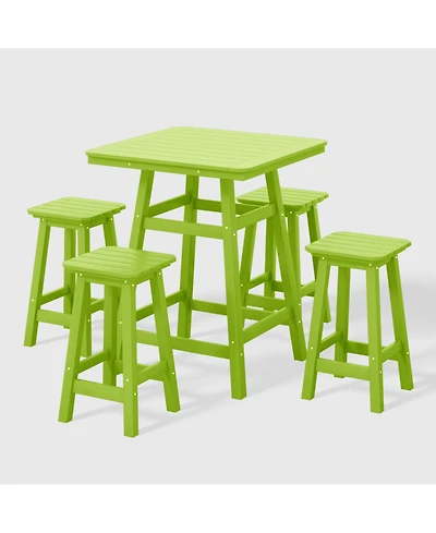 WestinTrends 5-Piece Hdpe Outdoor Patio Dining Bar Bistro Table Set with Counter High Stools