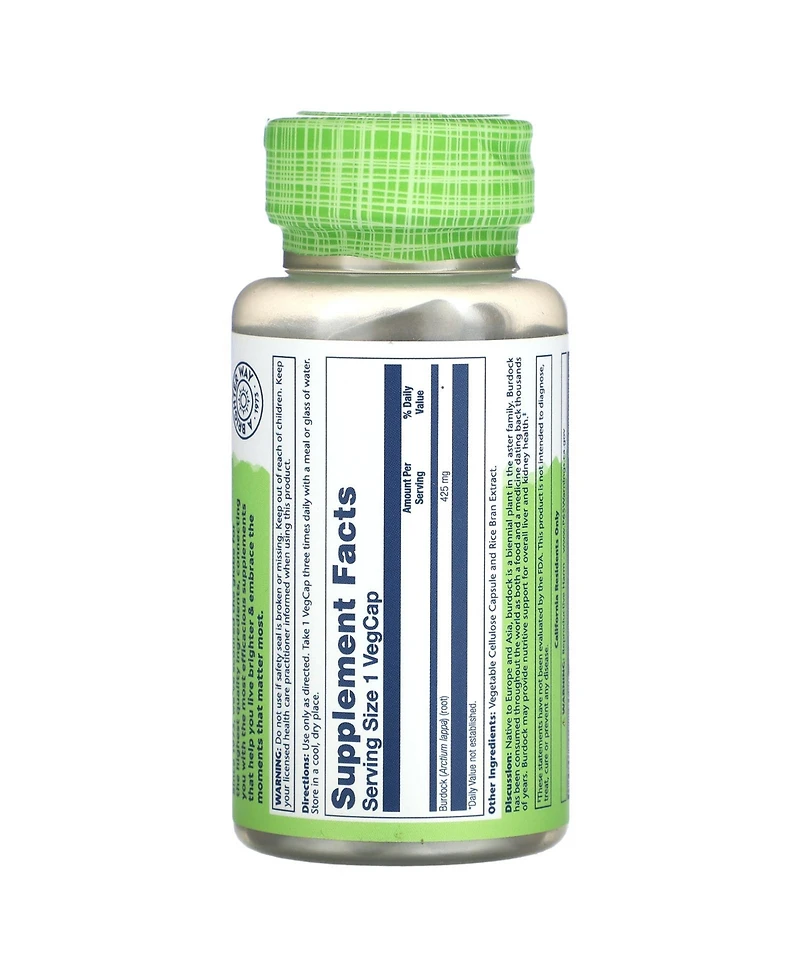 Solaray True Herbs Burdock 425 mg - 100 VegCaps