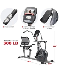 Sunny Health & Fitness Elite Recumbent Cross Trainer & Elliptical Machine with 12-Level Magnetic Resistance & Exclusive SunnyFit App Enhanced Bluetoot