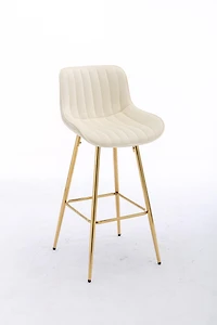 Streamdale Golden Velvet Bar Stools with Chrome Footrest