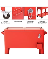 Slickblue 80 Quart Outdoor Patio Rolling Steel Construction Cooler