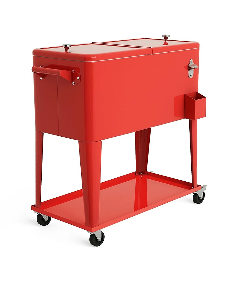 Slickblue 80 Quart Outdoor Patio Rolling Steel Construction Cooler