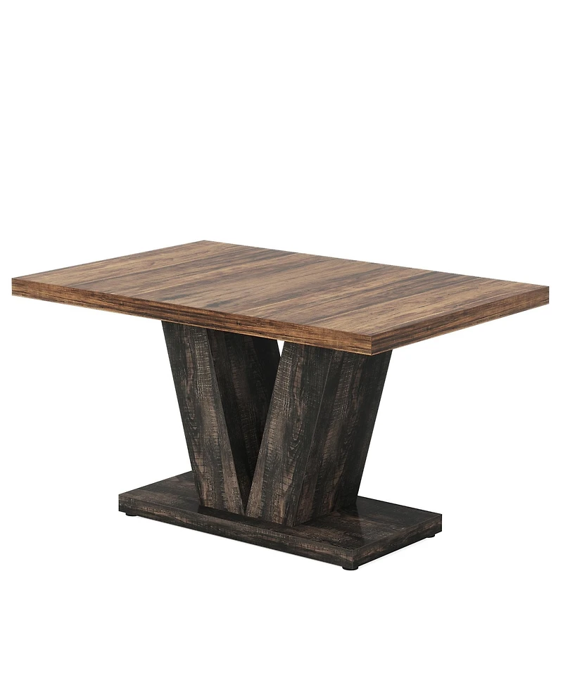 Tribesigns 47-Inch Dining Table for 4, Black Kitchen Dinner Table with Heavy Duty Pedestal, Farmhouse Wooden Eating Table for Home, Dining Room, Small