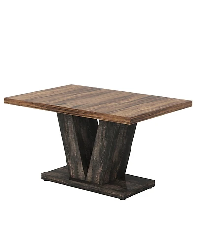 Tribesigns 47-Inch Dining Table for 4, Black Kitchen Dinner Table with Heavy Duty Pedestal, Farmhouse Wooden Eating Table for Home, Dining Room, Small