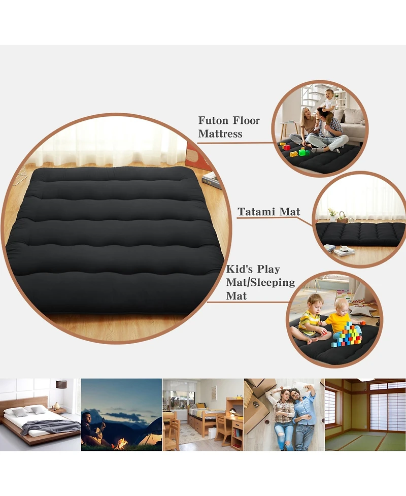 Caromio Full Size Futon Mattress Floor Mattress Pad Portable Dorm Sleeping Pad, 54"x 80"