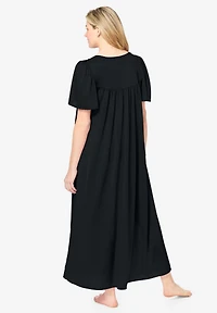 Only Necessities Plus Long Silky Lace-Trim Gown