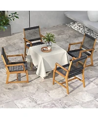Slickblue Set of 2 Patio Acacia Wood Dining Chairs with Armrests for Lawn Yard