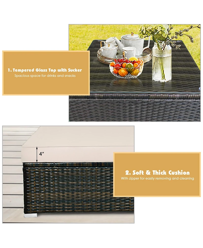 Costway 5PCS Outdoor Patio Rattan Furniture Set Sectional Conversation