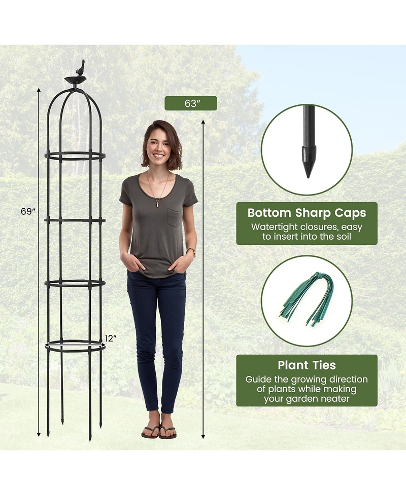 2-Pack Garden Obelisk Trellis for Climbing Plants-Black