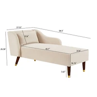 Streamdale Furniture Modern Chaise Lounge Chair Velvet Upholstery (Beige)