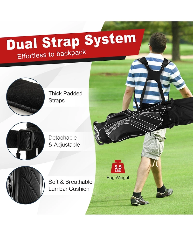 Slickblue Golf Stand Bag Lightweight and Portable Cart with Shoulder Strap
