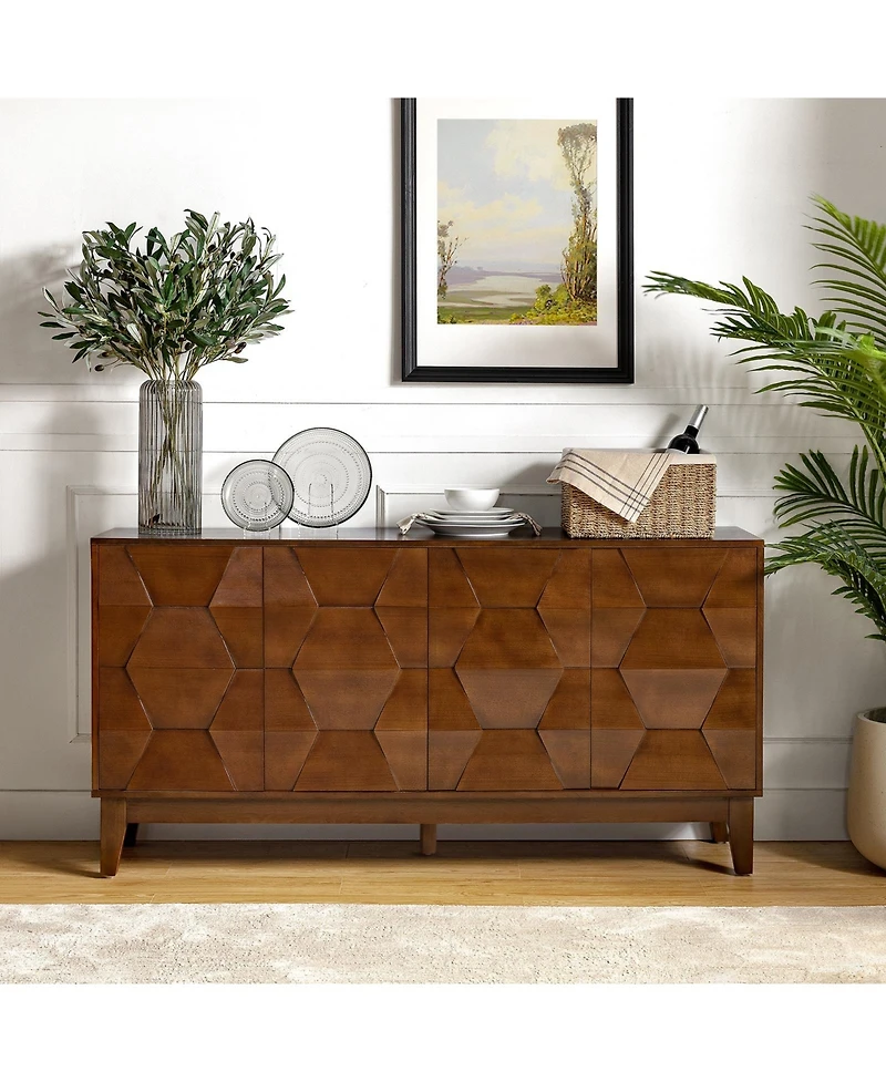 Silakan 60" 4-Doors Sideboard with Solid Wood Legs