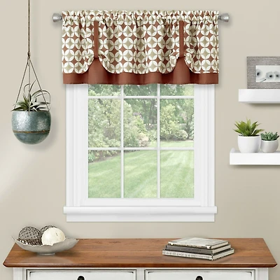 Kate Aurora Modern Geometric Button Tuck Rod Pocket Window Valance