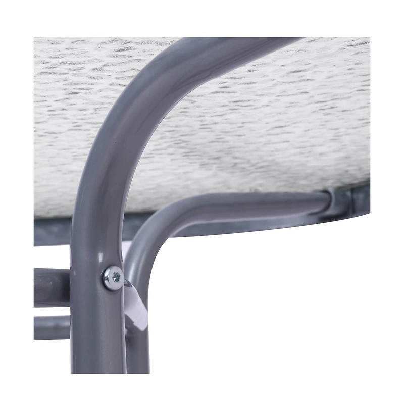 Emma+Oliver Tala Patio Table With Tempered Glass Top With Umbrella Hole And Steel Frame