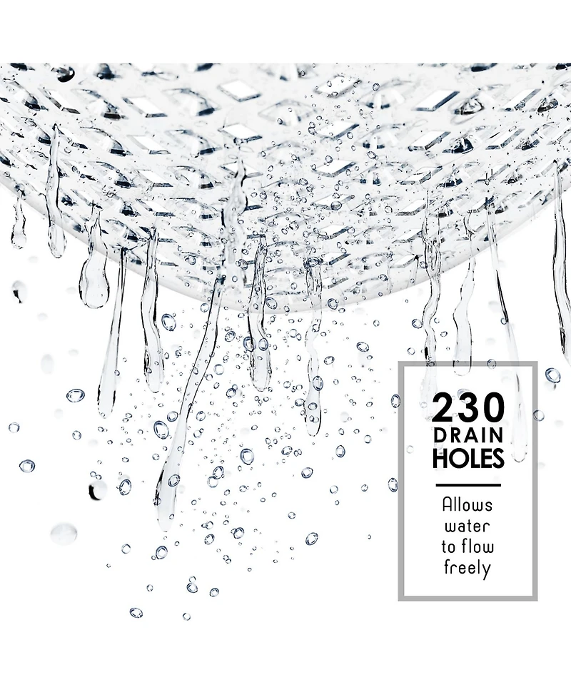 Clara Clark Non-Slip Suctioned Bathtub Mat with Drainage Holes - Durable & Machine Washable - Clear - 35"x16"