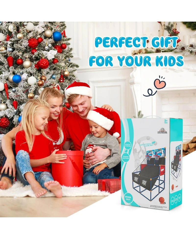 Slickblue Kids Arcade Basketball Game Set with 4 Basketballs and Ball Pump
