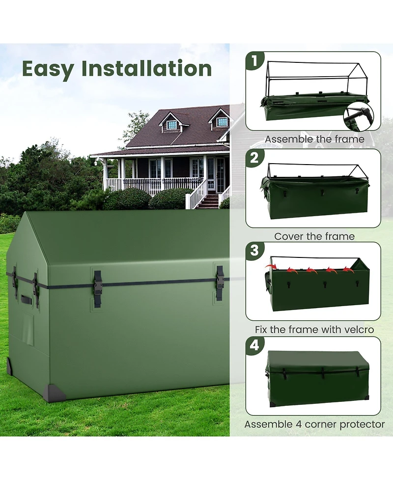 Slickblue Waterproof Outdoor Storage Box with Ventilated Window Adjustable Snap-Green