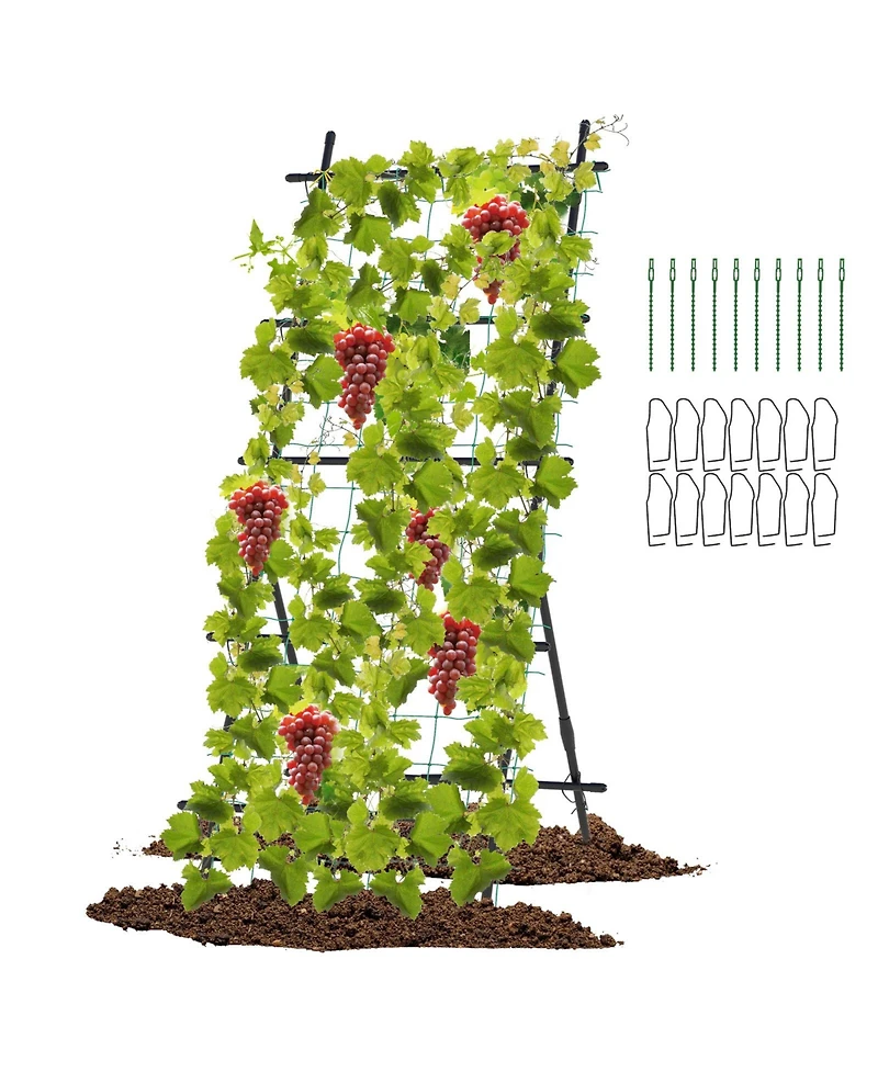 Slickblue 74 Inch Tall Garden Trellis for Flower Vine Vegetable Fruit Pea-Black