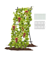 Slickblue 74 Inch Tall Garden Trellis for Flower Vine Vegetable Fruit Pea-Black